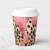 Gobelets En Papier Léopard doré rose (Droite)