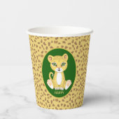 Gobelets En Papier Leopard sur Vert Brown & Golden Beige Party (Verso)
