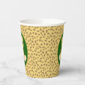 Gobelets En Papier Leopard sur Vert Brown & Golden Beige Party (Gauche)