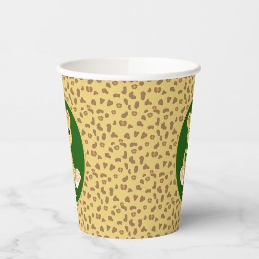 Gobelets En Papier Leopard sur Vert Brown & Golden Beige Party (Gauche)
