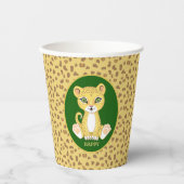 Gobelets En Papier Leopard sur Vert Brown & Golden Beige Party (Recto)