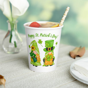 Gobelets En Papier Leprechaun Gnome Shamrock St. Patrick's Day