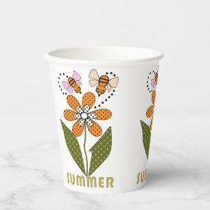 Gobelets En Papier les abeilles aiment l'été et moi aussi