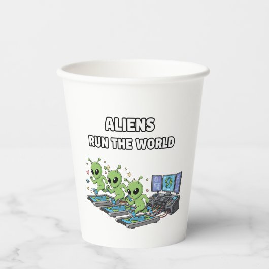 Gobelets En Papier Les Aliens Dirigent le Monde (Recto)