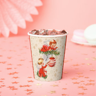 Gobelets En Papier Les anges décorant l'arbre de Noël