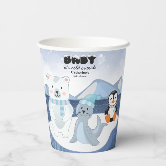 Gobelets En Papier Les animaux de l'Arctique Baby shower d'hiver Wond (Verso)
