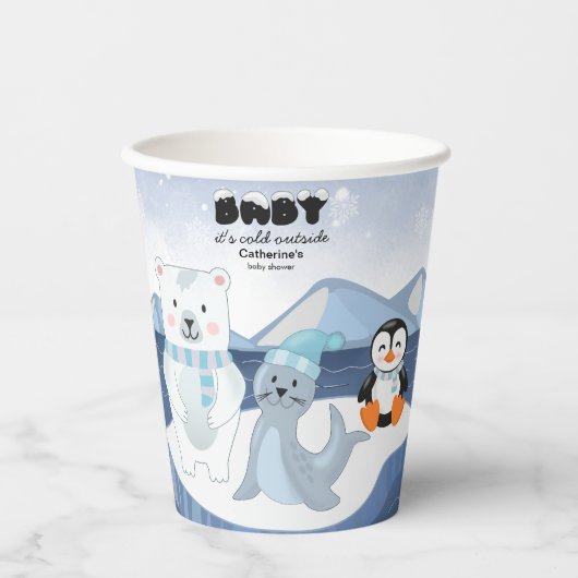 Gobelets En Papier Les animaux de l'Arctique Baby shower d'hiver Wond (Recto)