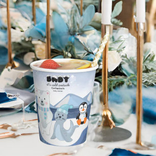 Gobelets En Papier Les animaux de l'Arctique Baby shower d'hiver Wond