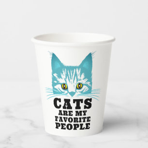 Gobelets En Papier Les Chats Humours Sont Mon Favori Funny Turquoise