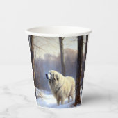 Gobelets En Papier Les Grands Pyrénées Laissent Neige Noël (Recto)