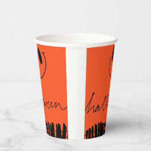 Gobelets En Papier Les motifs d'Halloween sur orange