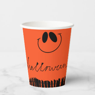 Gobelets En Papier Les motifs d'Halloween sur orange