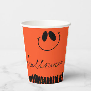 Gobelets En Papier Les motifs d'Halloween sur orange