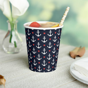 Gobelets En Papier Les Patters de Hearts et Anchor
