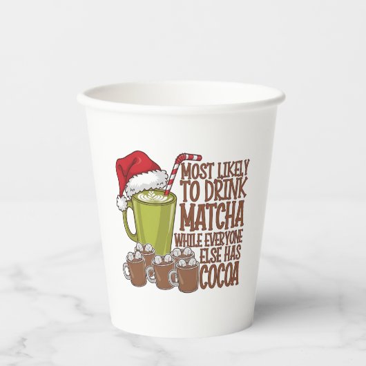 Gobelets En Papier Les plus susceptibles de boire Matcha et regarder (Recto)