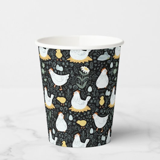 Gobelets En Papier Les poulets rêvent dans la coopérative en noir (Gauche)