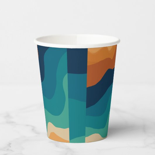 Gobelets En Papier Les vagues Abstraites les années 70 style (Gauche)