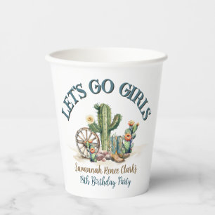 Gobelets En Papier Lets Go Girls Cowgirl Cactus Thème Anniversaire