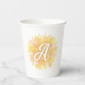 Gobelets En Papier Lettre A Tournesol Nom Monogramme Initiale (Verso)