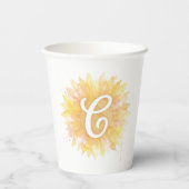 Gobelets En Papier Lettre C Tournesol Nom Monogramme Initiale (Verso)