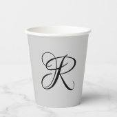 Gobelets En Papier LETTRE INITIALE Calligraphie 3D Noire | Pastel Gre (Recto)