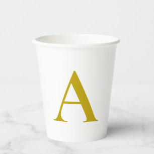 Gobelets En Papier Lettre initiale de monogramme personnalisé de coul