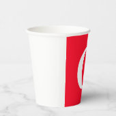 Gobelets En Papier Lettre initiale Monogramme Rouge Blanc Plaine Simp (Droite)