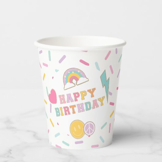 Gobelets En Papier LETTRE Patchs PRÉPÉ ANNIVERSAIRE (Recto)