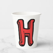 Gobelets En Papier Lettre rouge gras H Fun Alphabet (Recto)