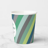 Gobelets En Papier Lettres à rayures vertes personnalisées Fête d'ann (Gauche)