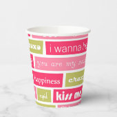 Gobelets En Papier Lettres d'amour rose et vert (Gauche)