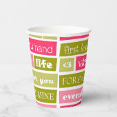 Gobelets En Papier Lettres d'amour rose et vert (Droite)