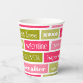 Gobelets En Papier Lettres d'amour rose et vert (Recto)