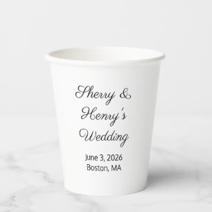 Gobelets En Papier Lettres douces blanc et noir : Mariage