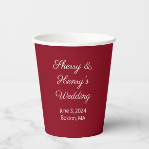 Gobelets En Papier Lettres douces Mariage Maroon