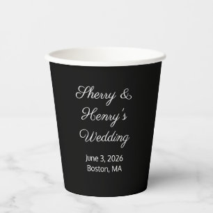 Gobelets En Papier Lettres douces noir et blanc : Mariage