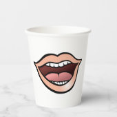 Gobelets En Papier Lèvres Bouche Ouverte Dents Langue (Recto)