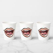 Gobelets En Papier Lèvres Bouche Ouverte Dents Langue