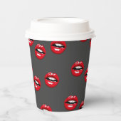 Gobelets En Papier Lèvres brillantes rouges sur gris (Recto)