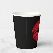Gobelets En Papier Lèvres de baiser rouge sur noir (Droite)
