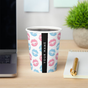 Gobelets En Papier Lèvres Roses, Lèvres Bleues, Baiser, Votre Nom, Pe