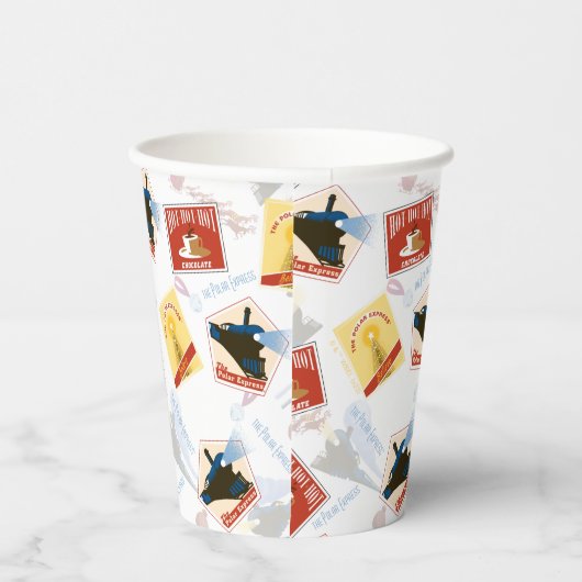 Gobelets En Papier L'Express polaire | Motif d'autocollant rétro (Droite)