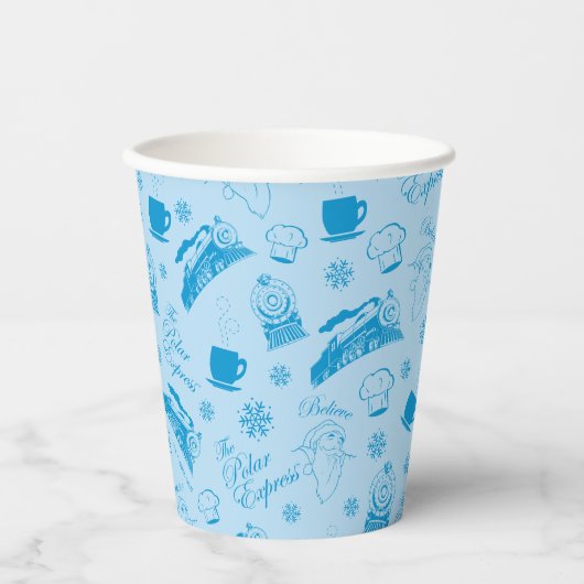 Gobelets En Papier L'Express polaire | Motif d'icône de vacances bleu (Recto)