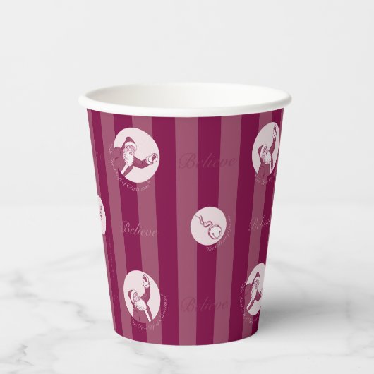Gobelets En Papier L'Express polaire | Motif du Père Noël rayé (Recto)