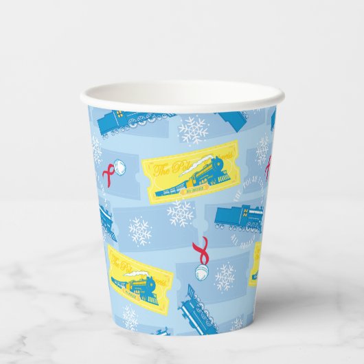 Gobelets En Papier L'Express polaire | Retro Train & Ticket Motif (Verso)