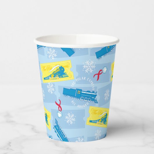 Gobelets En Papier L'Express polaire | Retro Train & Ticket Motif (Gauche)