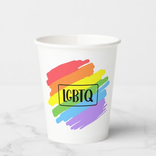 Gobelets En Papier LGBTQ Brushstrokies arc-en-ciel (Gauche)
