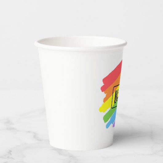 Gobelets En Papier LGBTQ Brushstrokies arc-en-ciel (Recto)