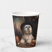 Gobelets En Papier Lhasa Apso Citrouille Halloween effrayant (Recto)
