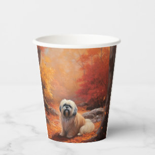 Gobelets En Papier Lhassa Apso à l'automne Leaves automne Inspire